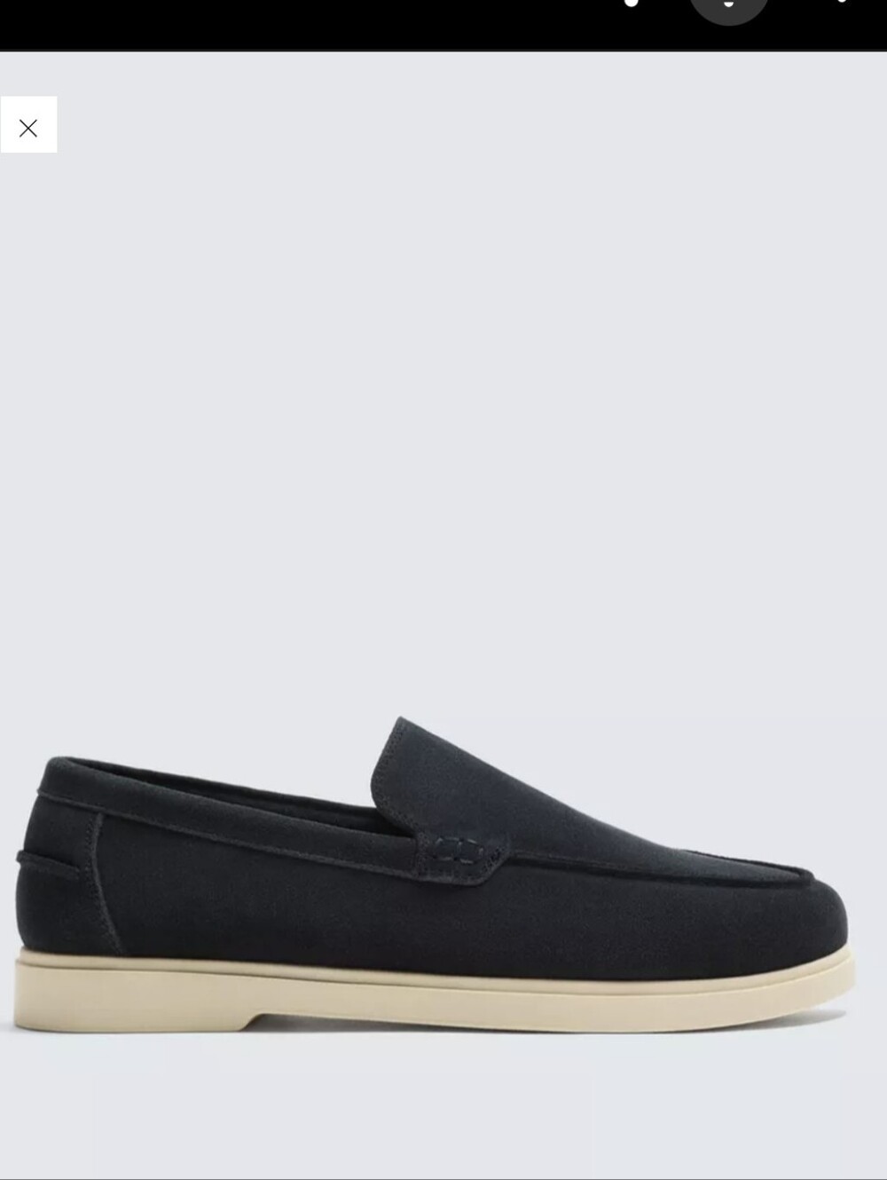 Zara, Navy suede Slip-On Loafer with Cream Sole, Size 42
